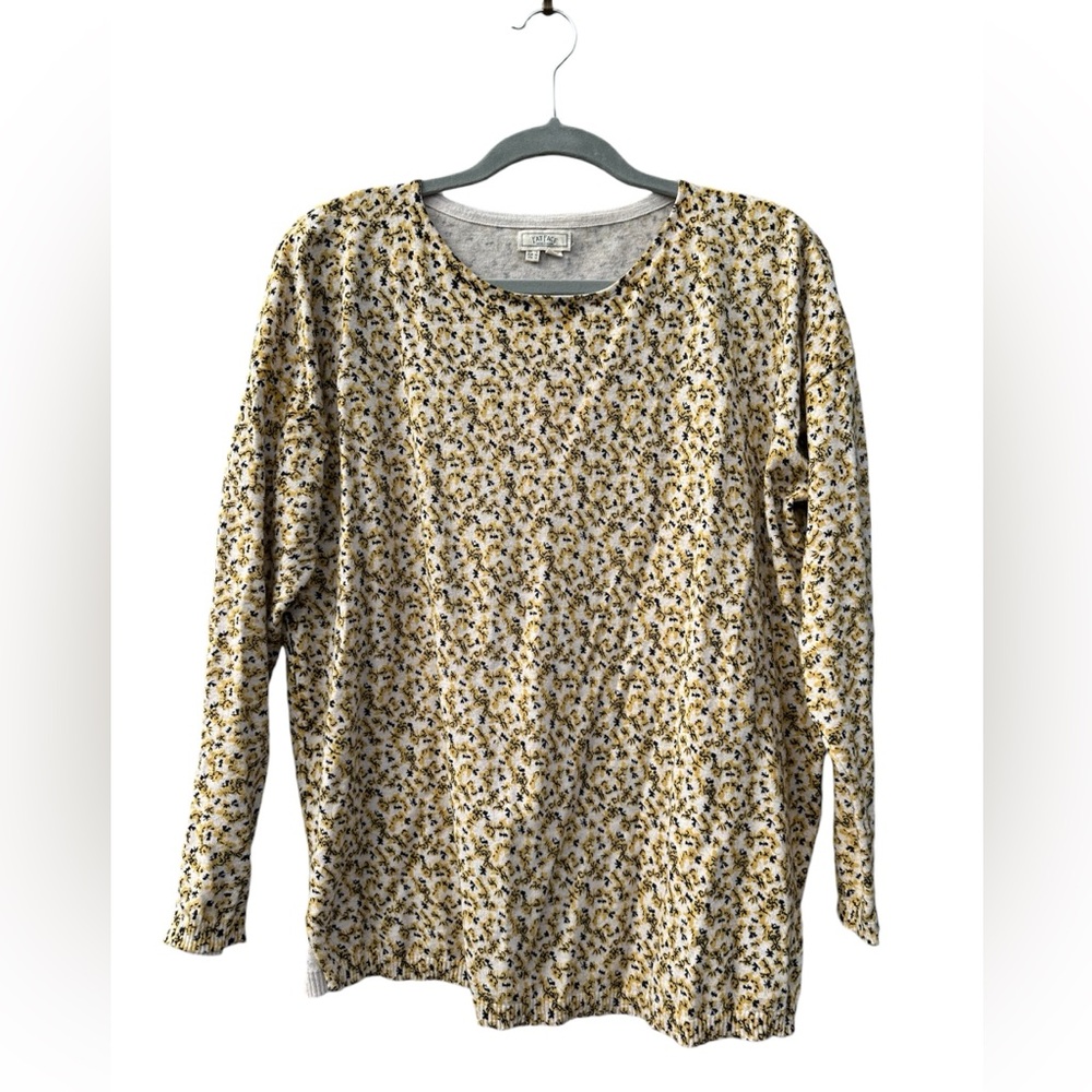 Fat Face Yellow Floral Lightweight Knit Cotton Sweater Large